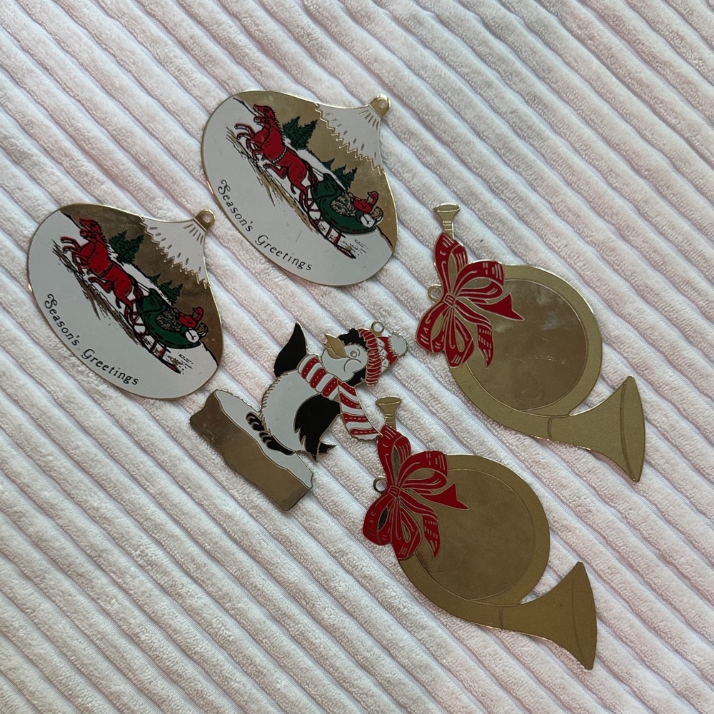 Festive Vintage Gold Holiday Ornaments